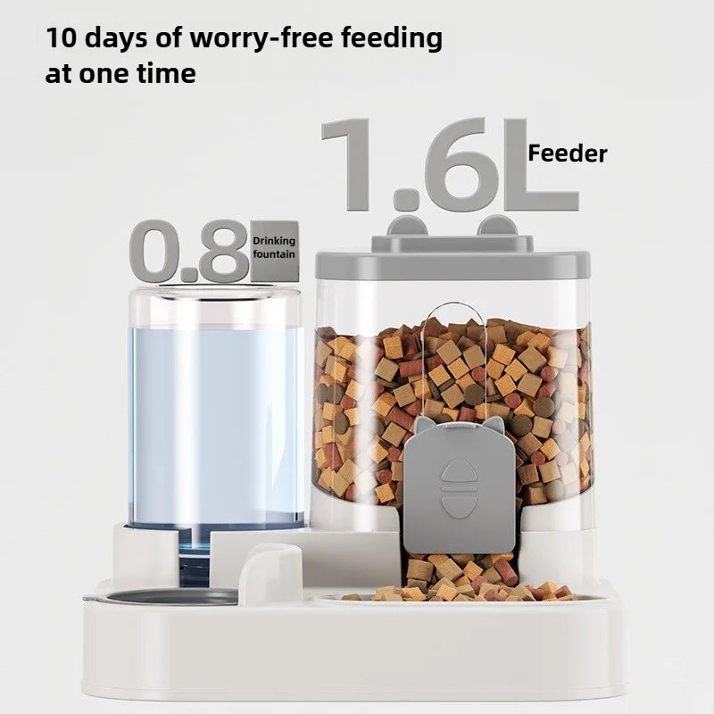Automatic Pet Feeder & Water Fountain – Spill-Proof Food & Water Dispenser