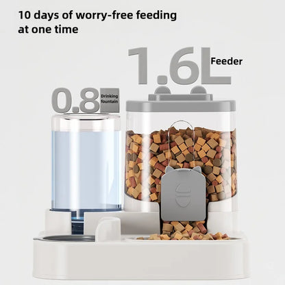 Automatic Pet Feeder & Water Fountain – Spill-Proof Food & Water Dispenser
