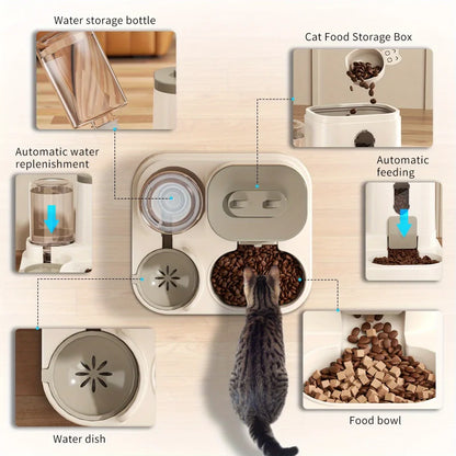 Automatic Pet Feeder & Water Fountain – Spill-Proof Food & Water Dispenser