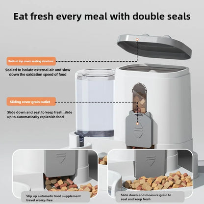 Automatic Pet Feeder & Water Fountain – Spill-Proof Food & Water Dispenser