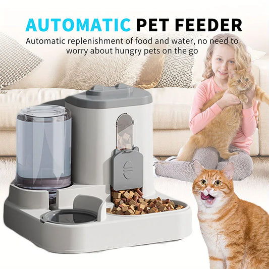 Automatic Pet Feeder & Water Fountain – Spill-Proof Food & Water Dispenser